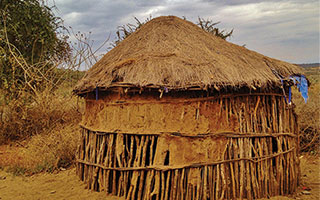 a brown nipa hut