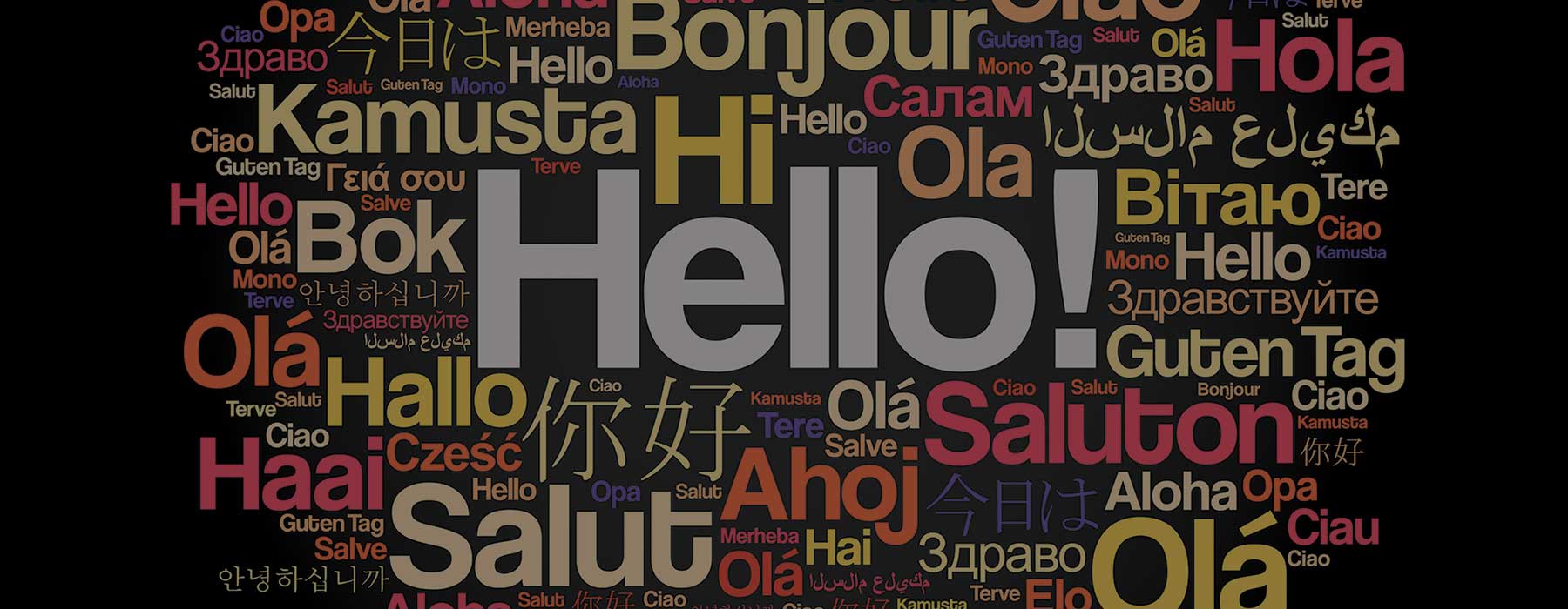 the word hello written in multiple languages and alphabets