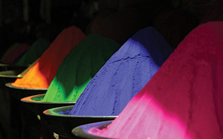 piles of brightly colored dye powder